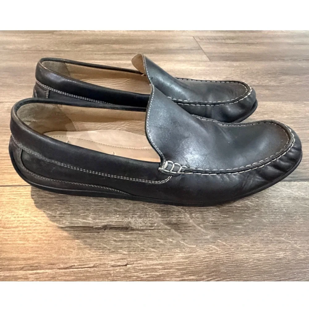 ECCO Mens Black Leather‎ Driving Loafers Slip On Shoes Size 47/ US 13- 13.5